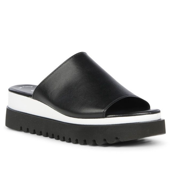 Gabor Shoes - Gabor Platforms Slide Sandals Navy Blue White Leather Size 7